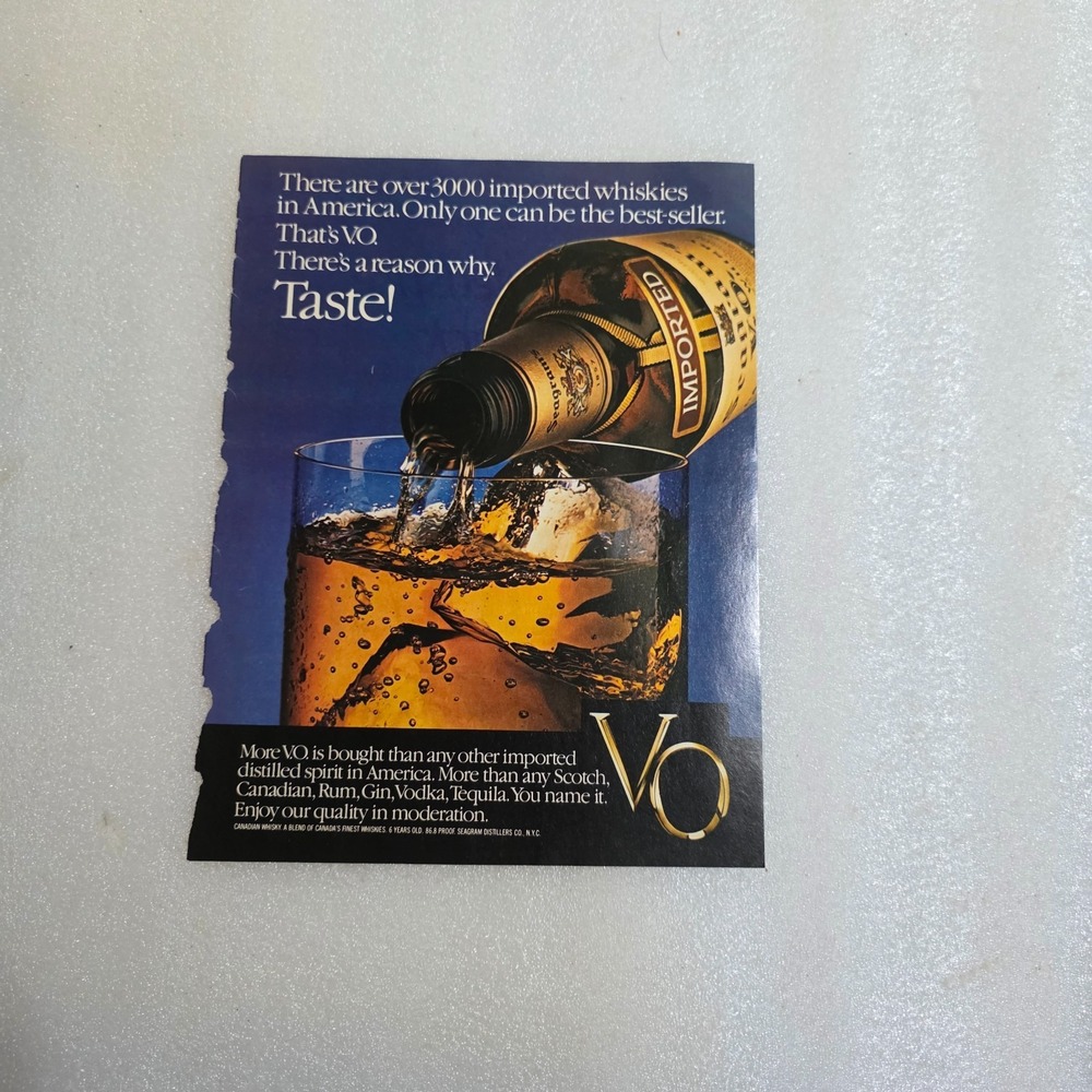 Vintage Print Ad Seagrams V.O. imported whiskey alcohol color 8x10.5 1981